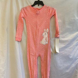 Carter's Girls Lighweight Footed Pajamas Bunny Polka Dot Easter NWT